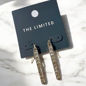 NWT The Limited Clear Stone Silver Bar Earrings Dangles